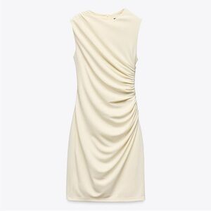 Zara Cream Ruched Mini Dress